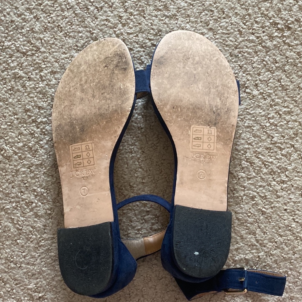 Navy blue suede J Crew sandals size 7 - Picture 4 of 4